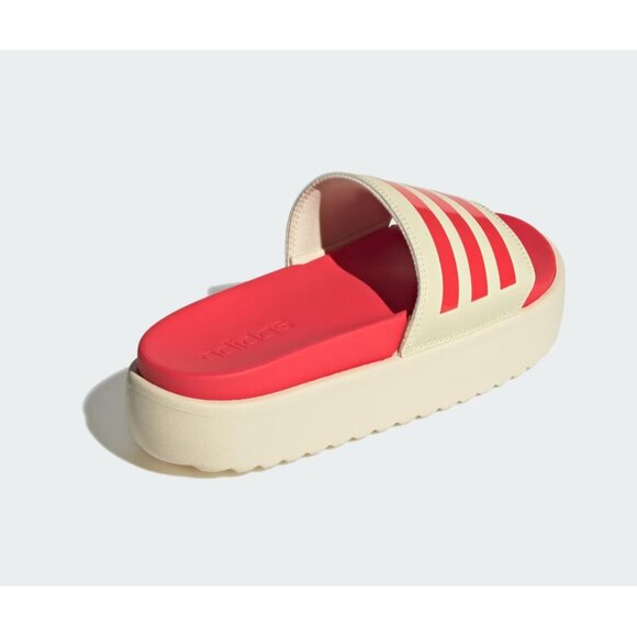 New! Size: 8 Women Adidas Adilette Platform Slides Vanilla Semi Lucid Red JP5676 - Picture 3 of 16
